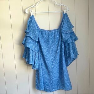 NWT Olivaceous off shoulder long sleeve polka dot mini dress